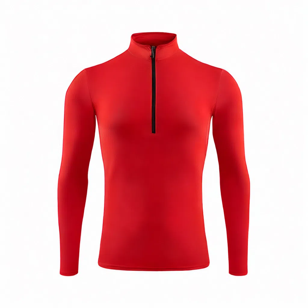 浪莎 领半拉链涤纶速干透气运动长袖健身衣 男款