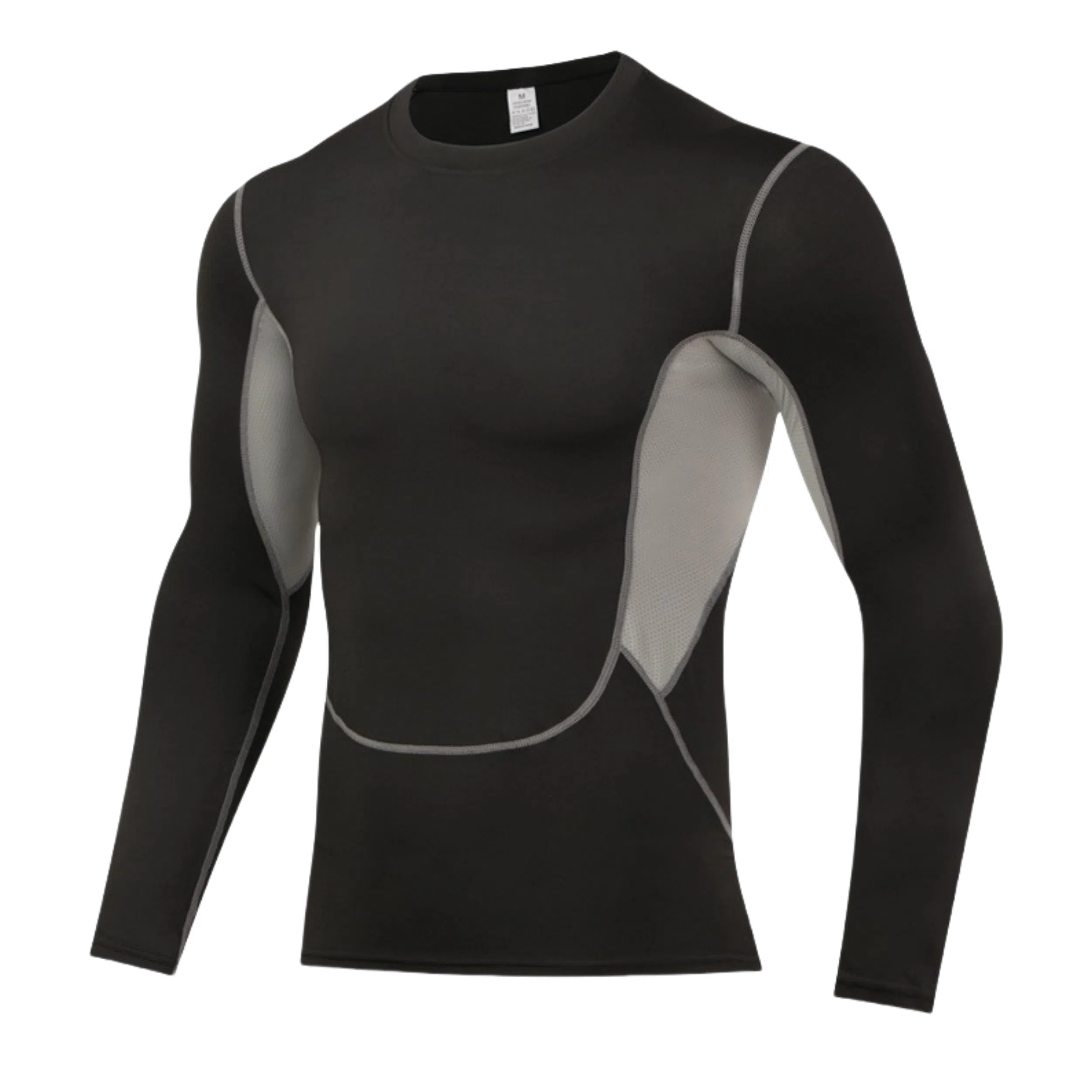 浪莎 骑行训练长袖弹力跑步打底速干健身衣 男款