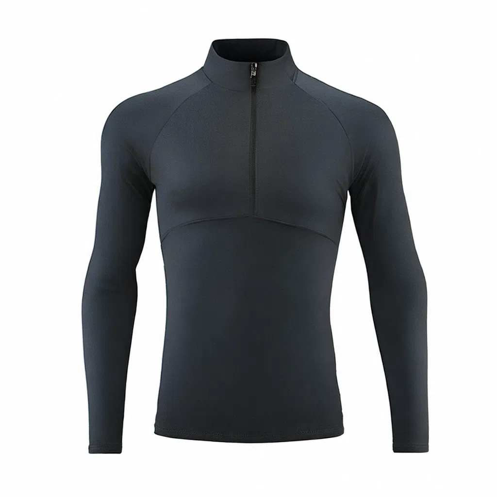 浪莎 跑步休闲拉链训练长袖速干立领反光条健身衣 男款