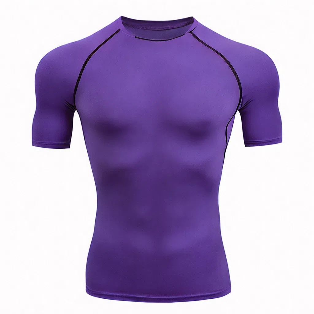 浪莎 美式运动紧身短袖速干衣跑步压缩骑行健身衣 男款