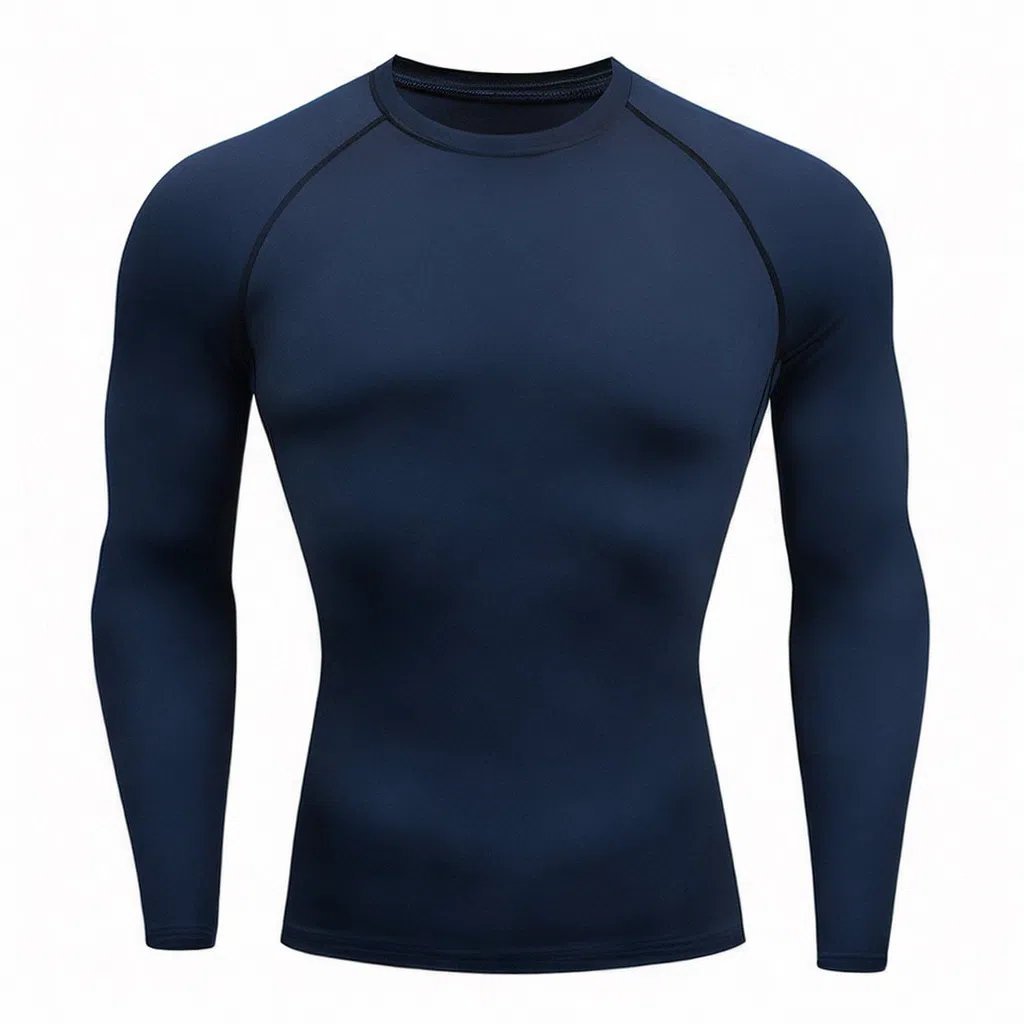 浪莎 运动长袖弹力修身运动健身衣 男款