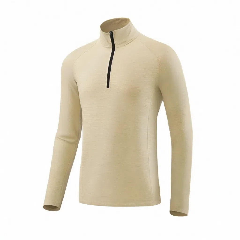 浪莎 跑步训练半拉链弹力速干立领打底衫长袖健身衣 男款