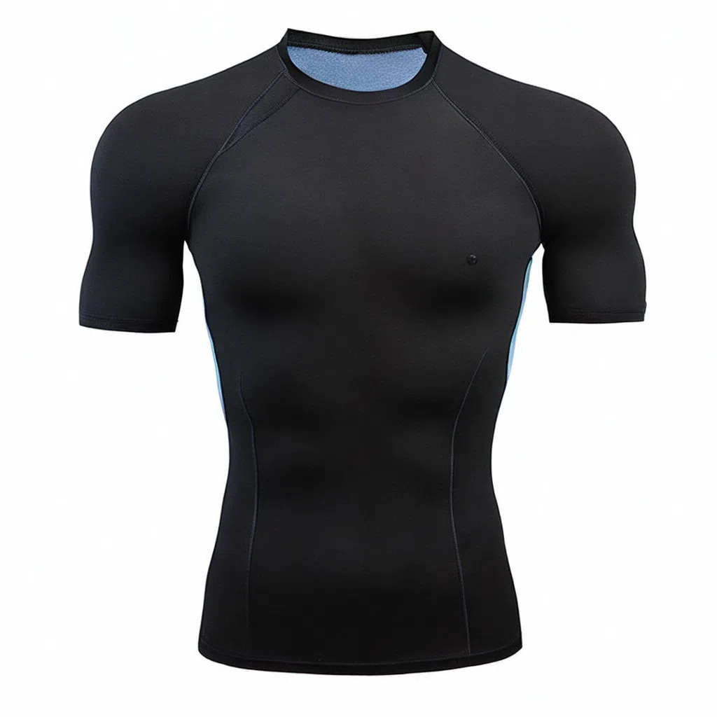 浪莎 运动透气吸汗速干修身短袖健身衣 男款