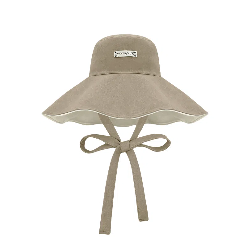 冠辉 夏季法式飘带户外休闲登山显脸小遮阳防紫外线双面遮阳渔夫帽日系休闲简约时尚加宽大帽檐 聚脂钎维 防晒帽 男女同款情侣款