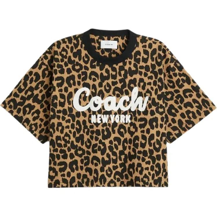 COACH FW23 Leopard Print Tee Brown