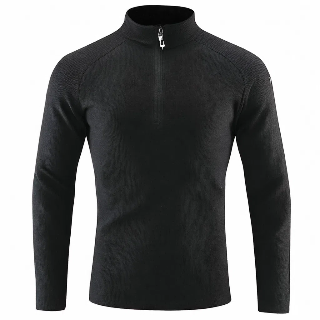 浪莎 半拉链立领长袖透气弹力户外健身衣 男款