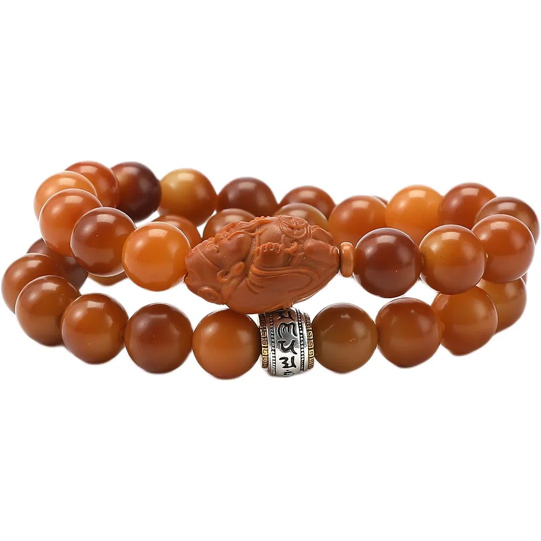 檀纳 八方来财风化双圈风文玩手持盘玩佛珠念珠手持多圈文玩#好运 菩提根 手串 男女同款情侣款