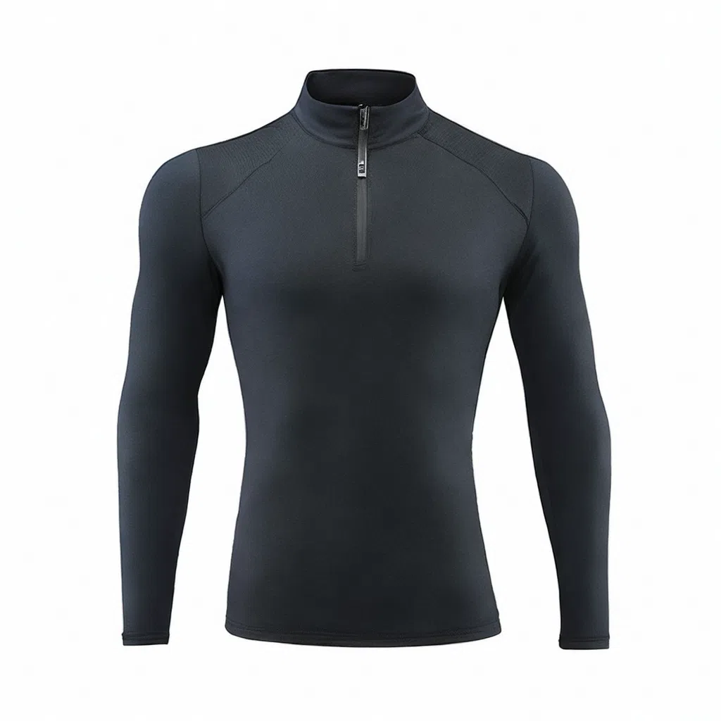 浪莎 户外运动长袖半拉链跑步健身衣 男款