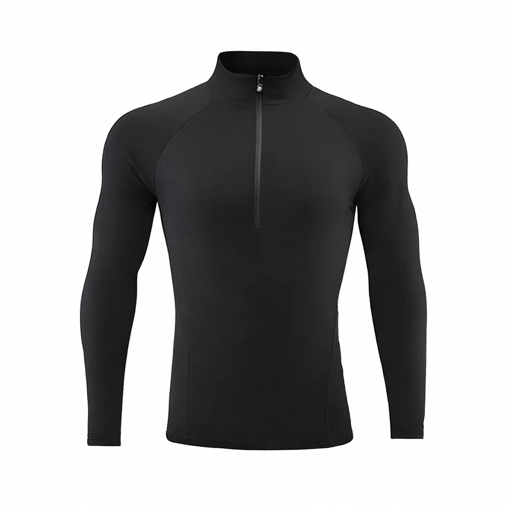 浪莎 户外运动长袖半拉链立领跑步健身衣 男款