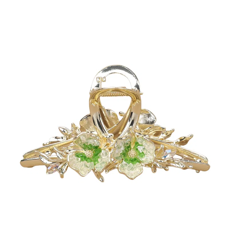 彤彤兔 高级感水晶石花朵鲨鱼夹头饰时尚通勤百搭夏后脑勺盘发抓夹 合金 发夹 女款