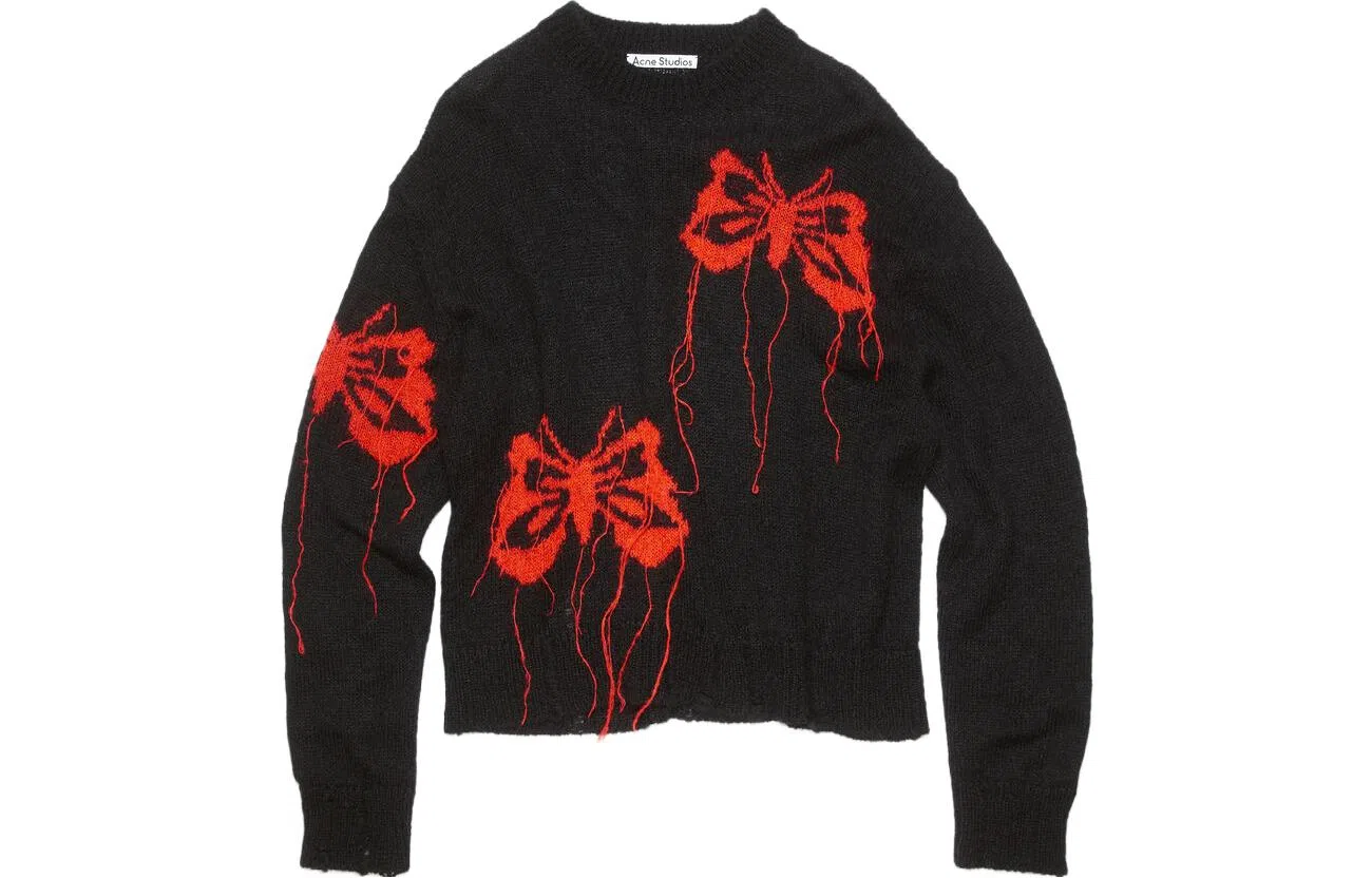 Acne Studios FW23 Butterfly Knit Sweater Red Black