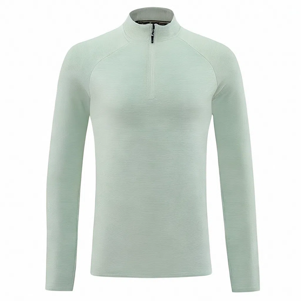 浪莎 半拉链速干纯色长袖健身衣 男款