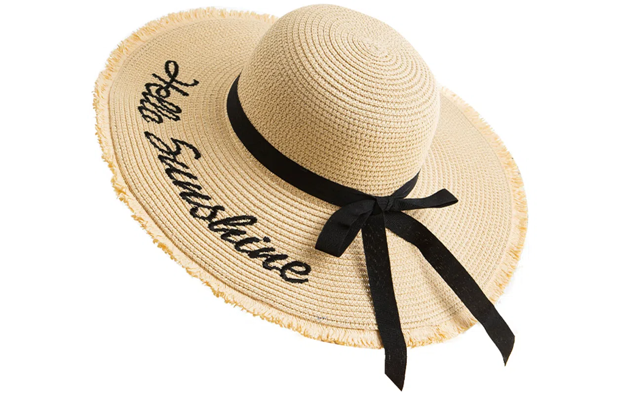 优幽兰 韩系甜美氛围感编织法式百搭海边沙滩度假大檐显脸小遮阳防紫外线出游 草编 防晒帽 女款