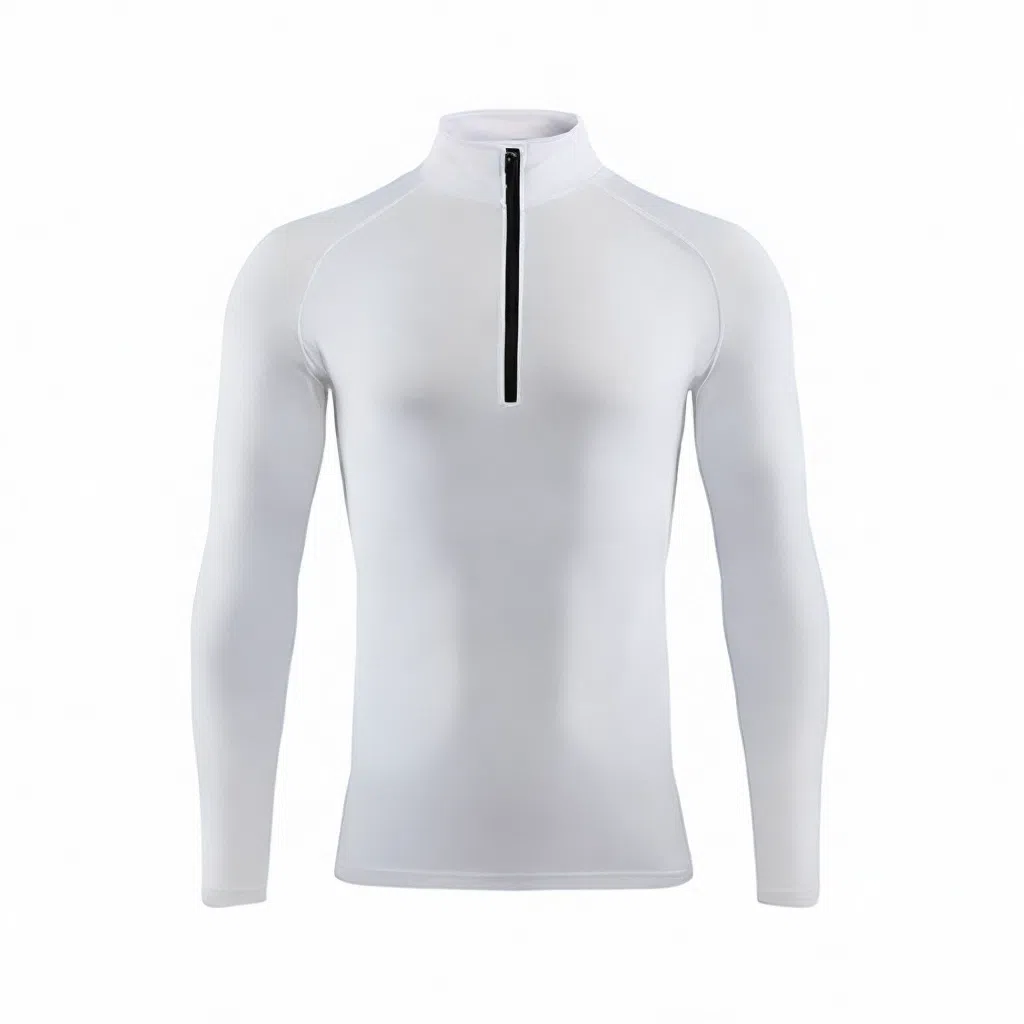 浪莎 领半拉链涤纶速干透气运动长袖健身衣 男款