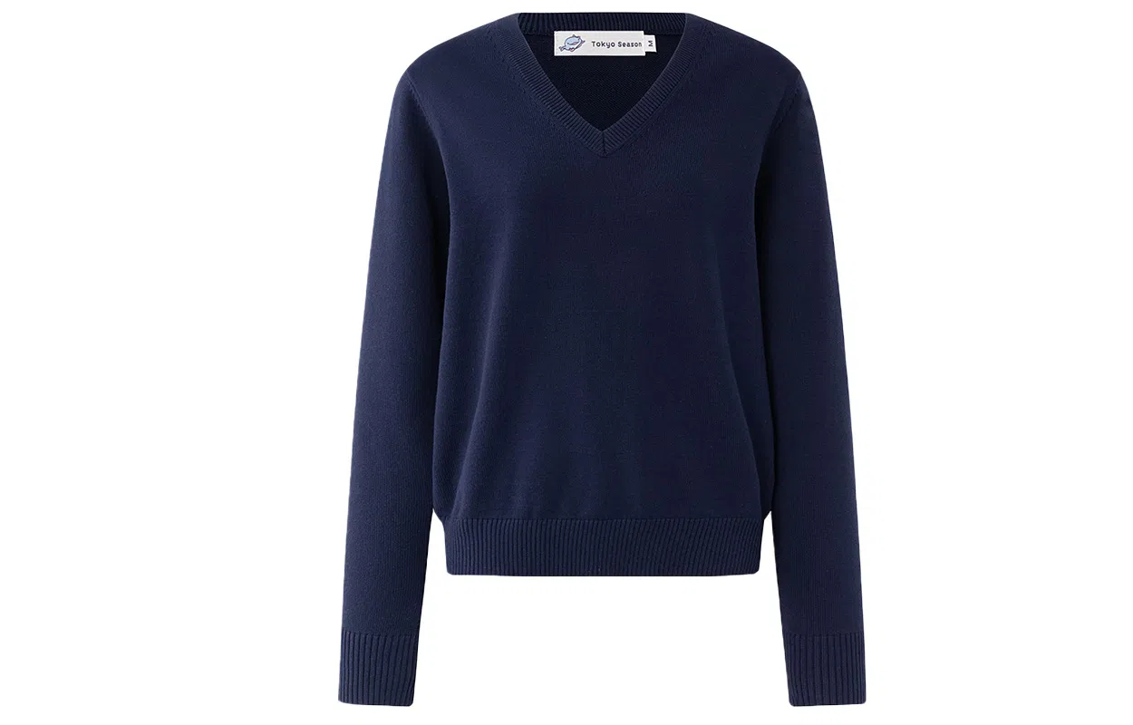 东鲸岁时记 学院风纯色套头简约休闲毛衣 女款 藏青色