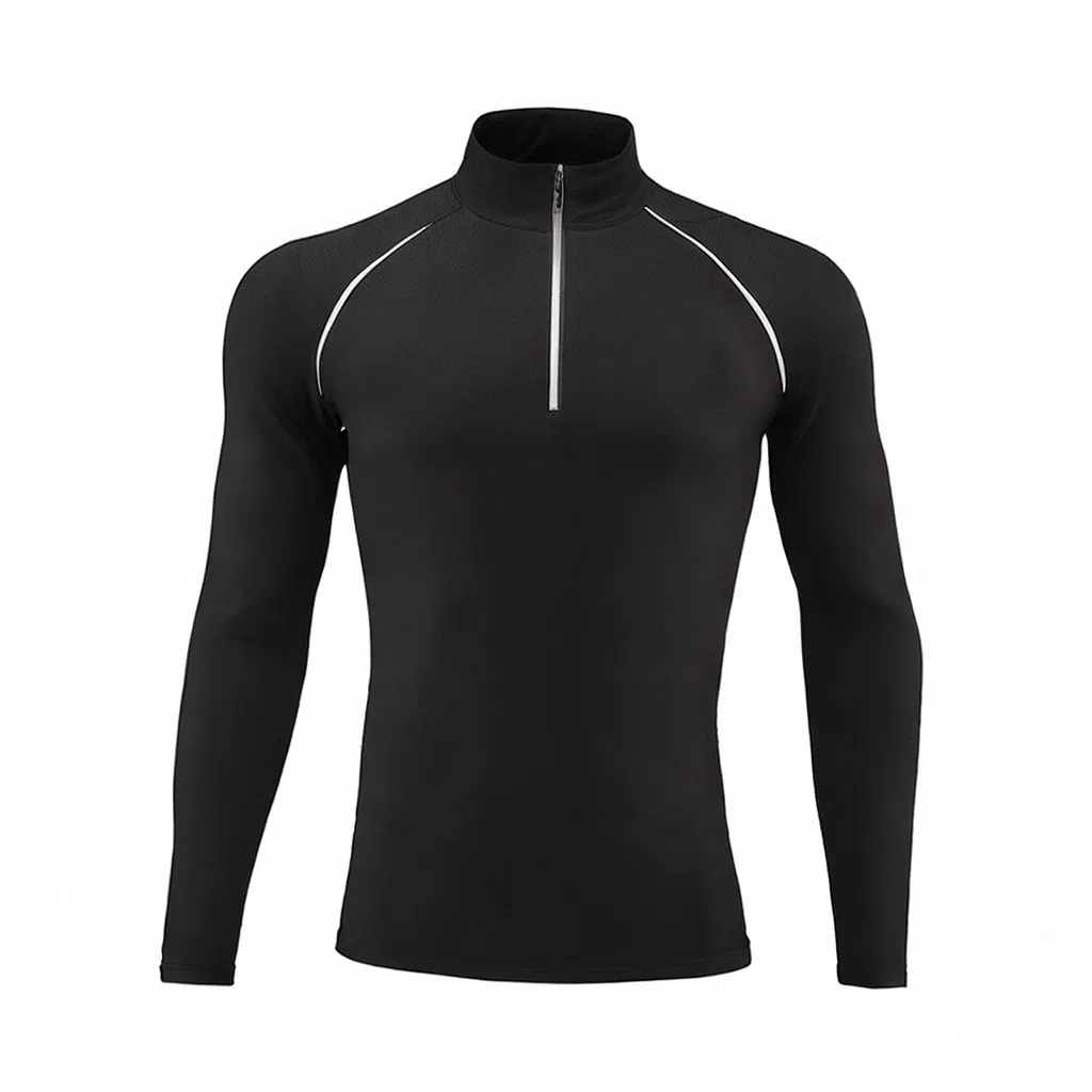 浪莎 户外运动长袖半拉链跑步健身衣 男款