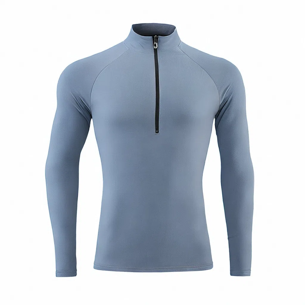 浪莎 跑步休闲拉链训练长袖速干立领反光条健身衣 男款