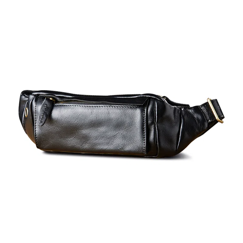 Simple&nature Multifunctional Leather Waist Bag Black Brown