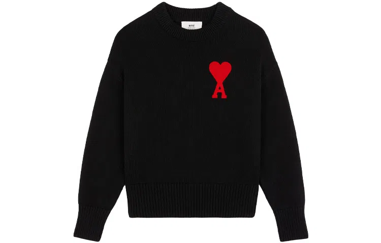 AMIPARIS FW21 Love Heart Logo Knit Sweater Black