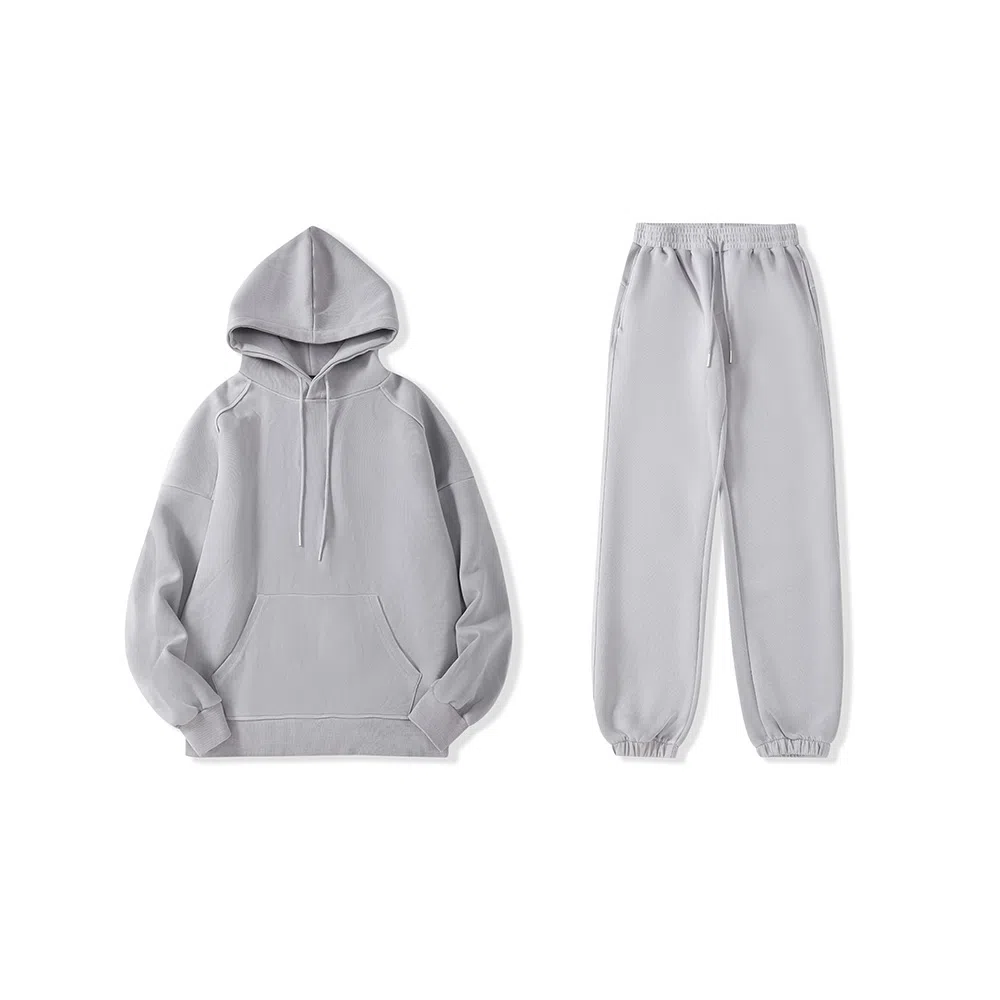 我是大卫 纯色连帽韩系宽松休闲卫衣套装 男女同款