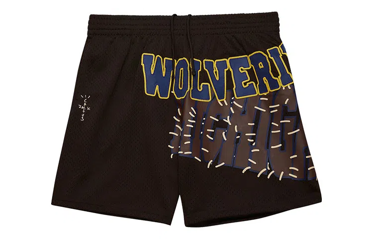 Travis Scott x Mitchell & Ness University of Michigan Shorts Brown