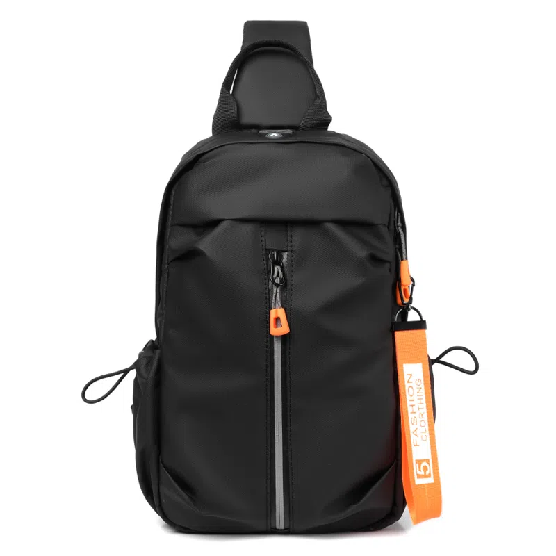 醇龙 时尚多功能 尼龙 胸包 男款 黑色/灰色