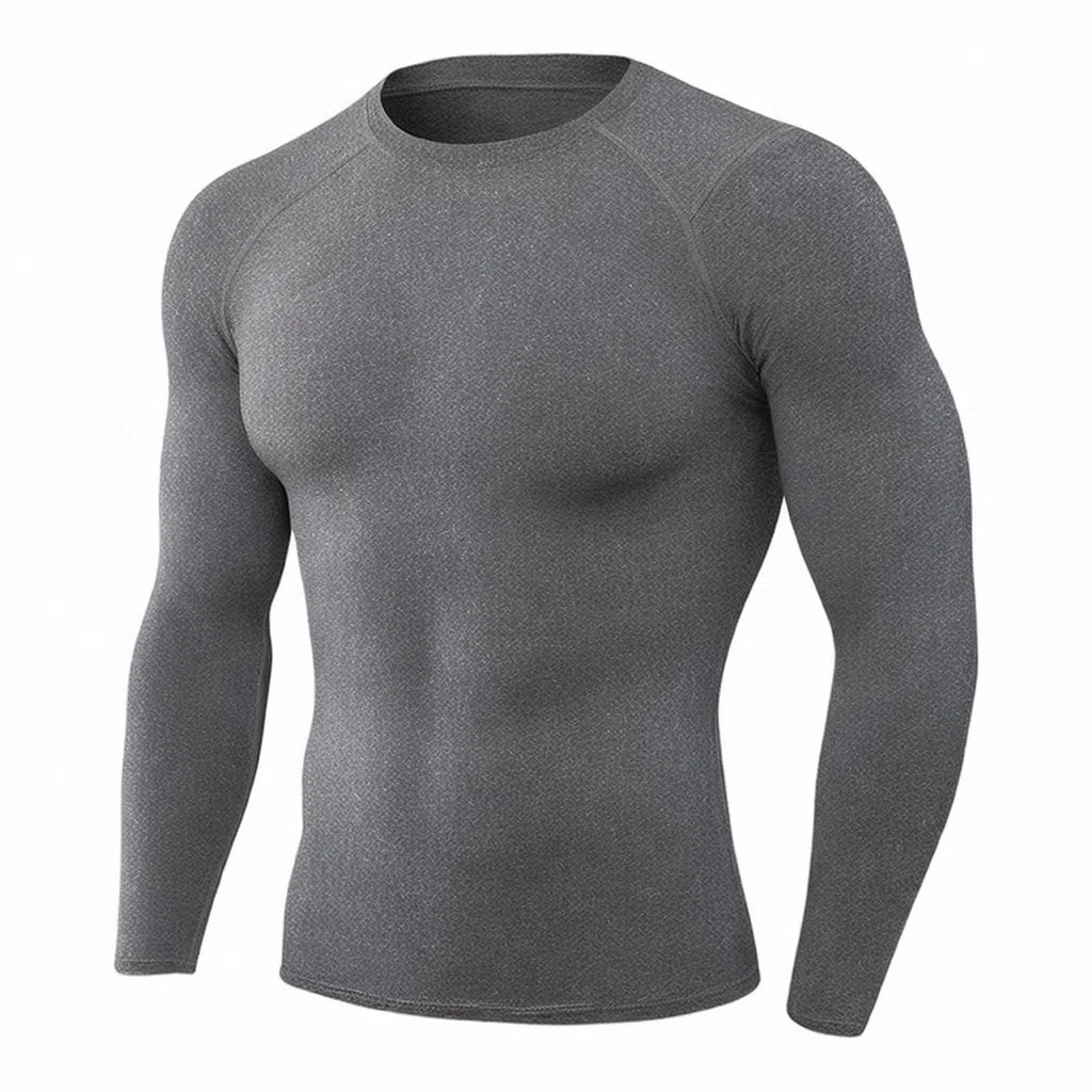 浪莎 运动长袖弹力修身运动健身衣 男款