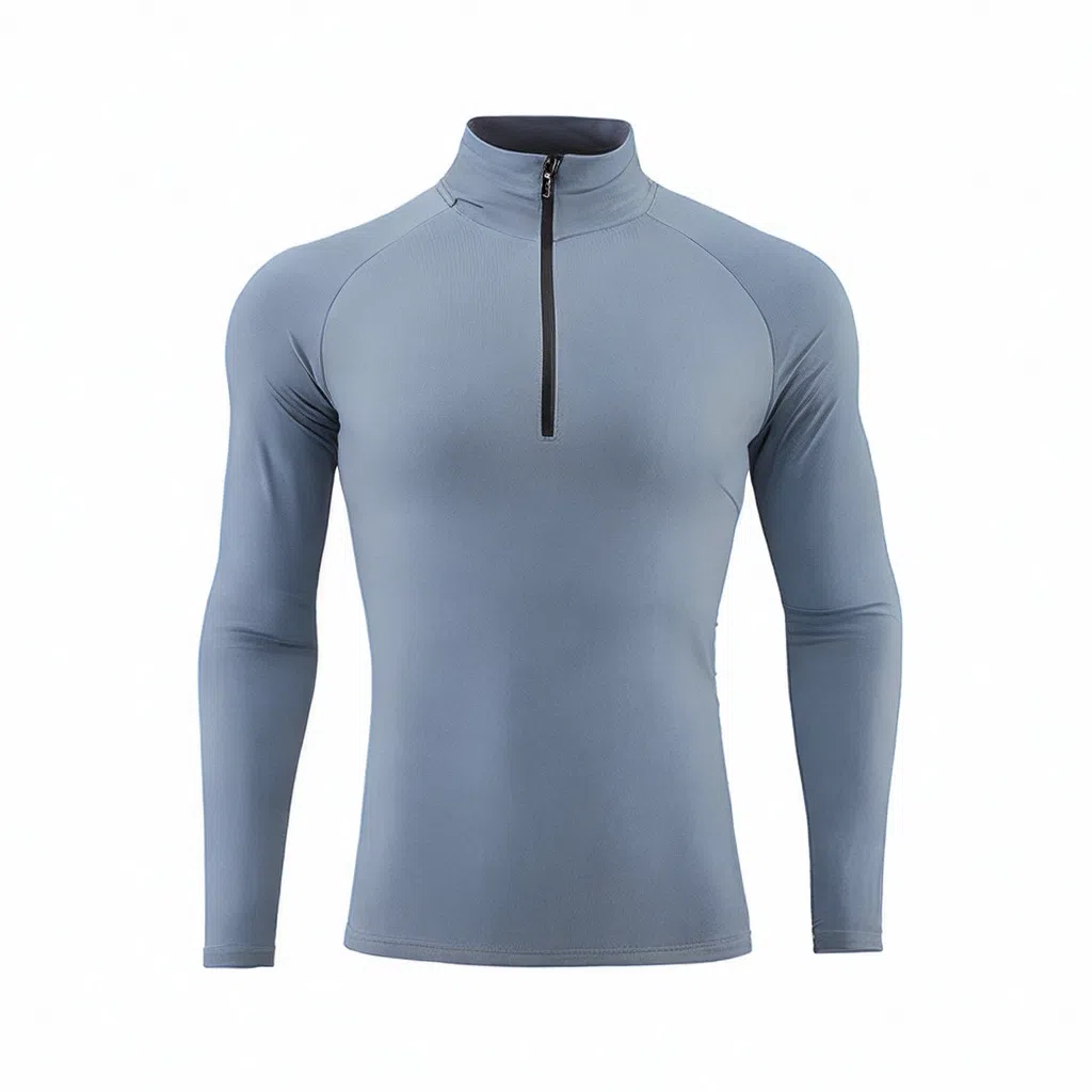 浪莎 户外运动长袖半拉链立领跑步健身衣 男款