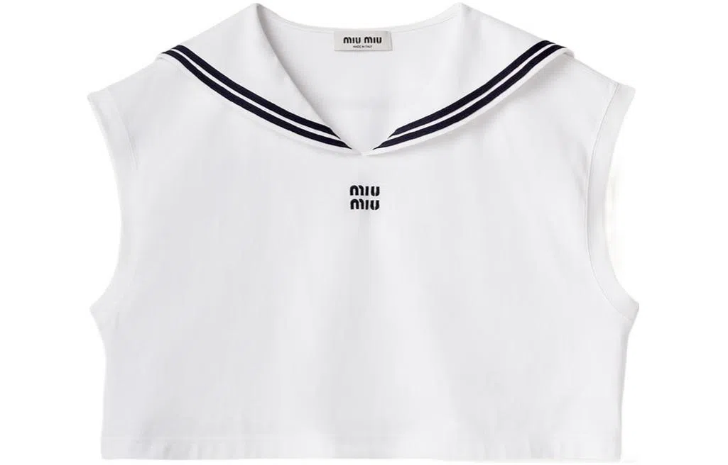 Miu Miu SS24 V-Neck Sleeveless Tee White