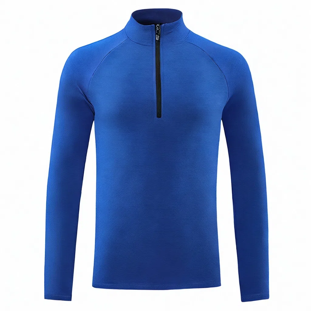 浪莎 半拉链速干纯色长袖健身衣 男款