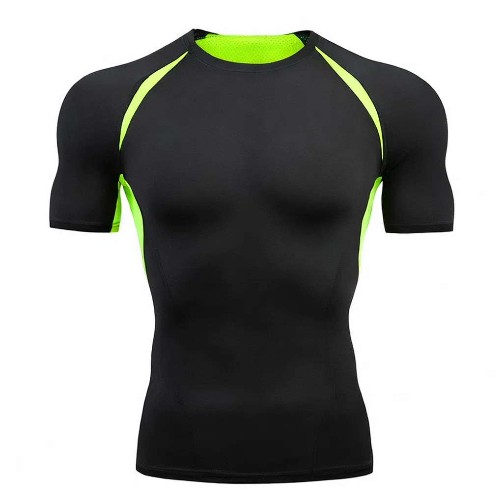 浪莎 运动透气吸汗速干修身短袖健身衣 男款