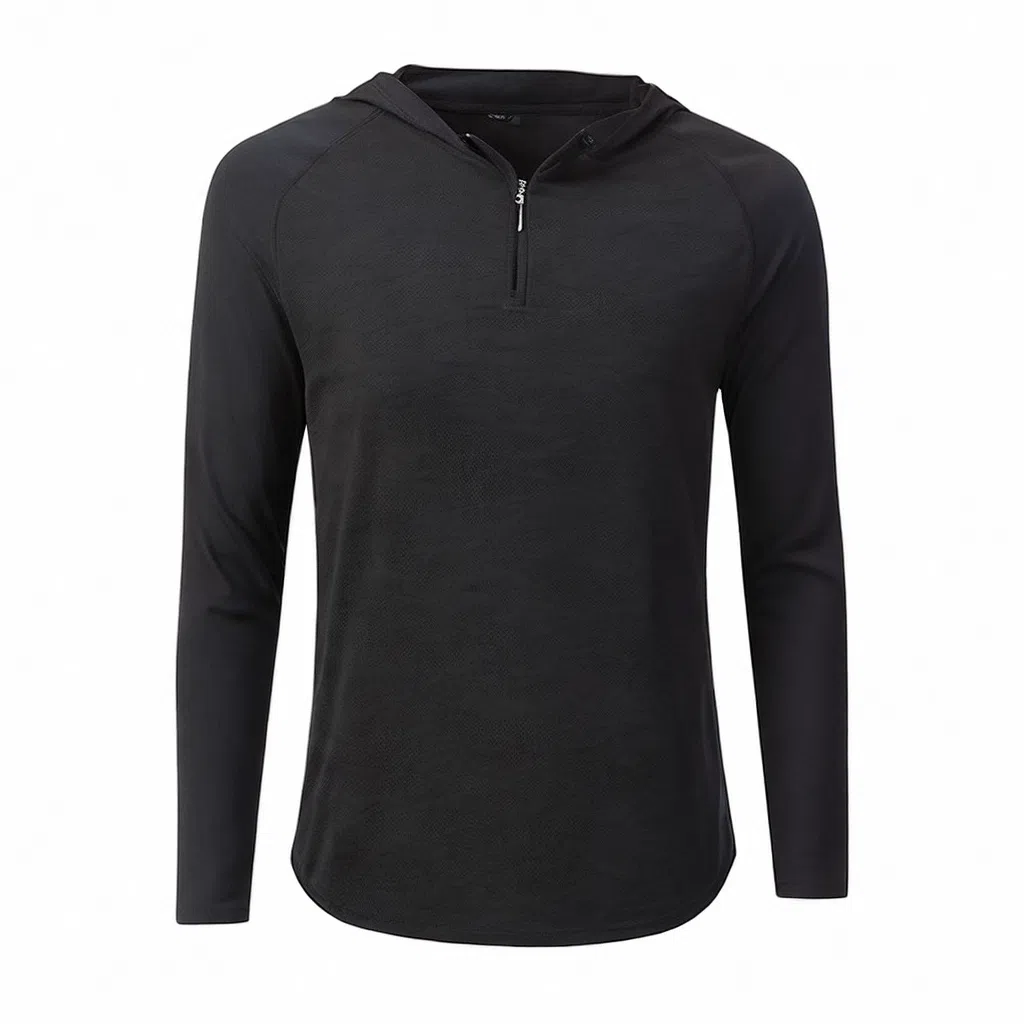 浪莎 纯色运动连帽速干衣健身衣 男款