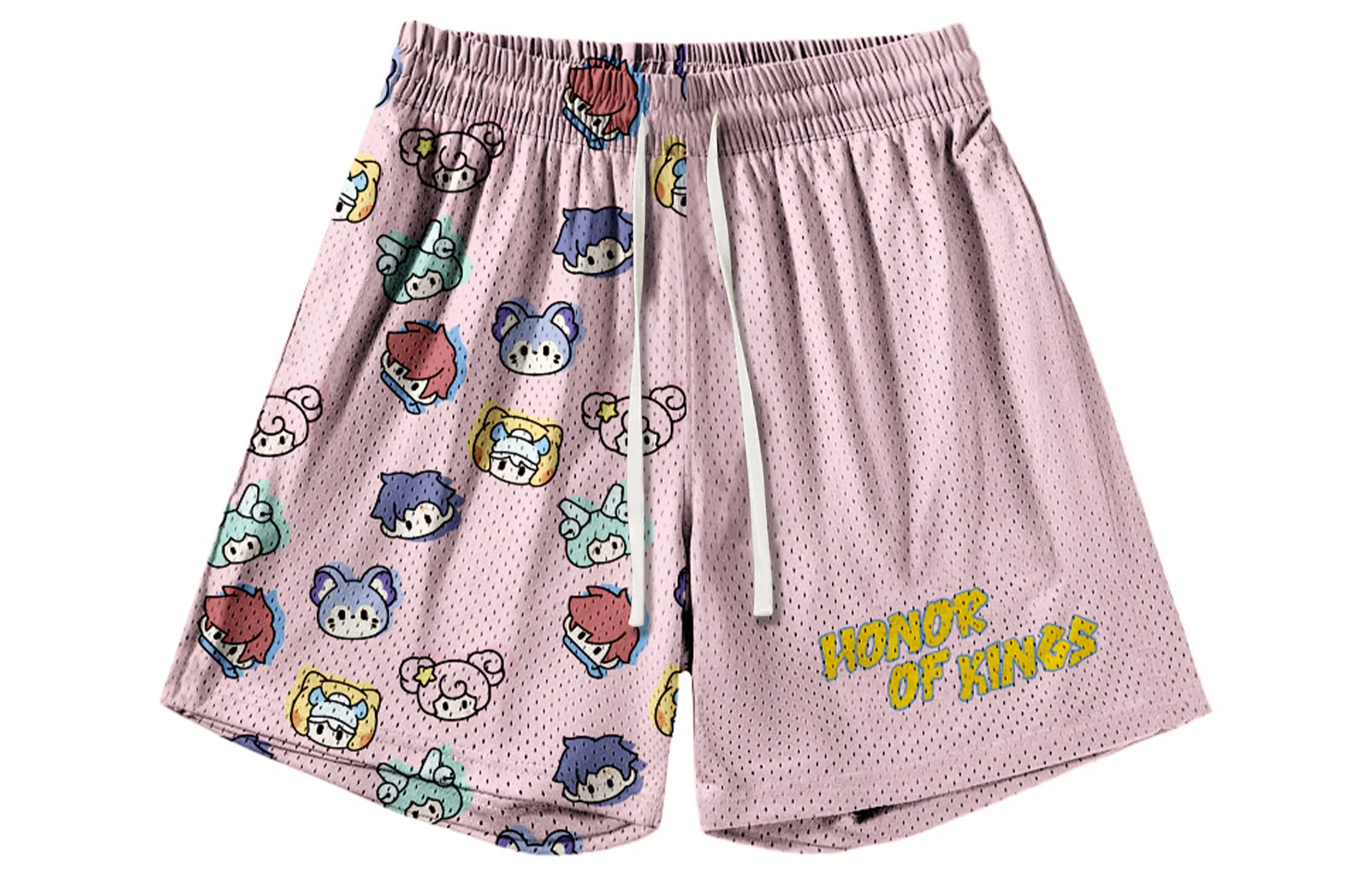 王者荣耀 英雄系列趣味创意卡通印花拼接撞色运动篮球家居服系带宽松直筒松弛感慵懒风五分休闲短裤 男女同款