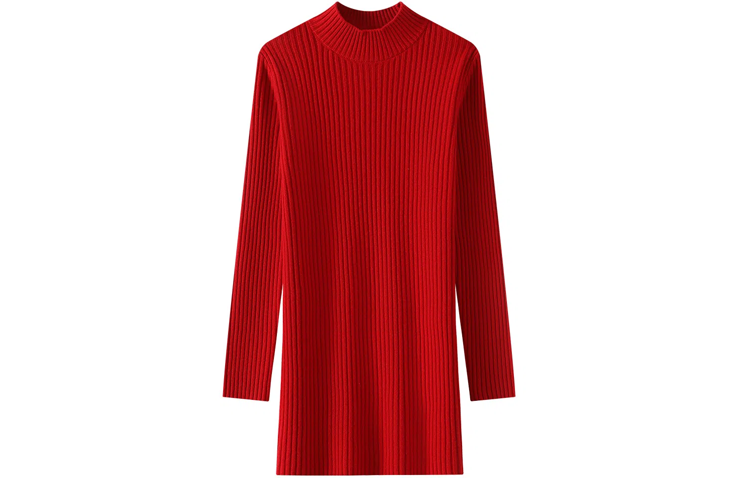 恒源祥 纯色中长款坑条毛衣 女款