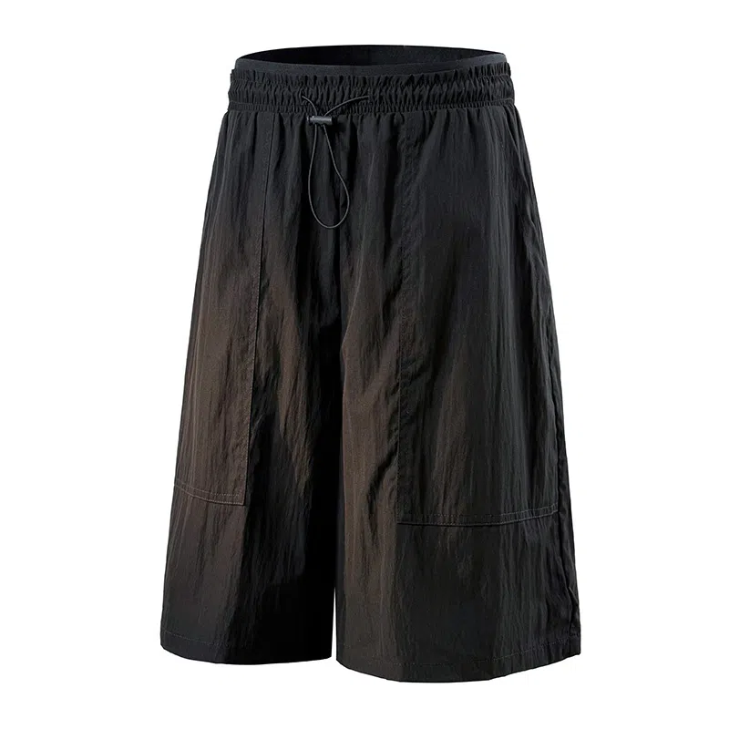 兰缪 美式复古高街风纯色基础款户外日常通勤亲肤柔软舒适透气运动直筒宽松五分裤休闲短裤 男女同款