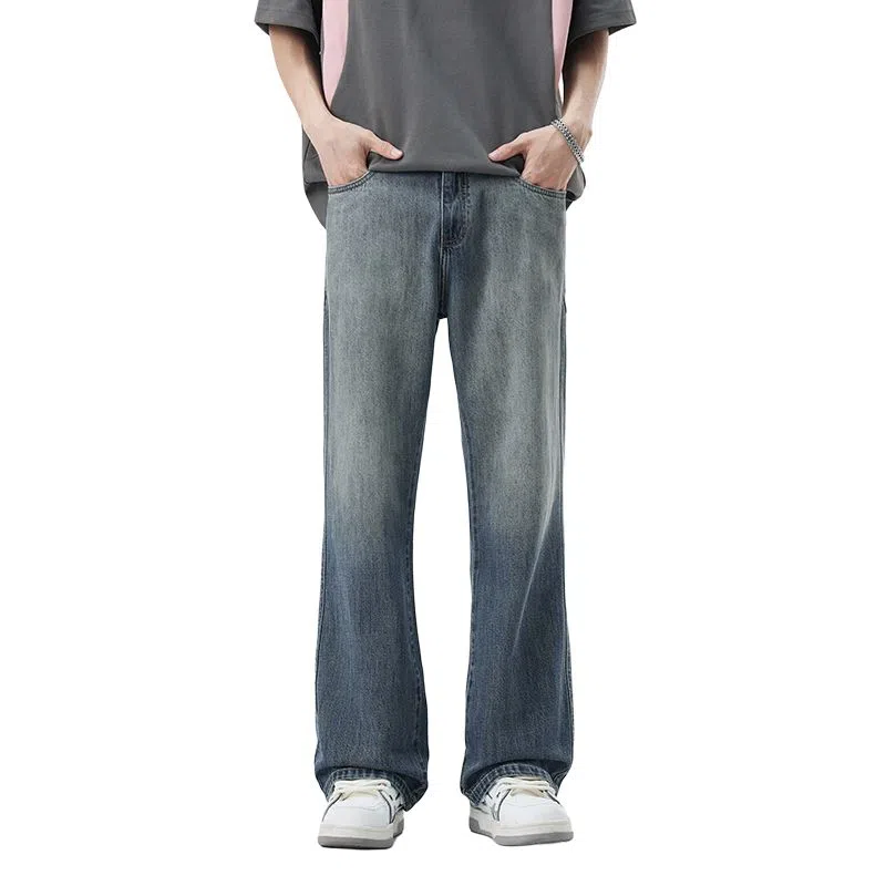 【dme】 美式高街简约设计百搭基础款休闲宽松垂感直筒牛仔裤 男女同款 蓝色