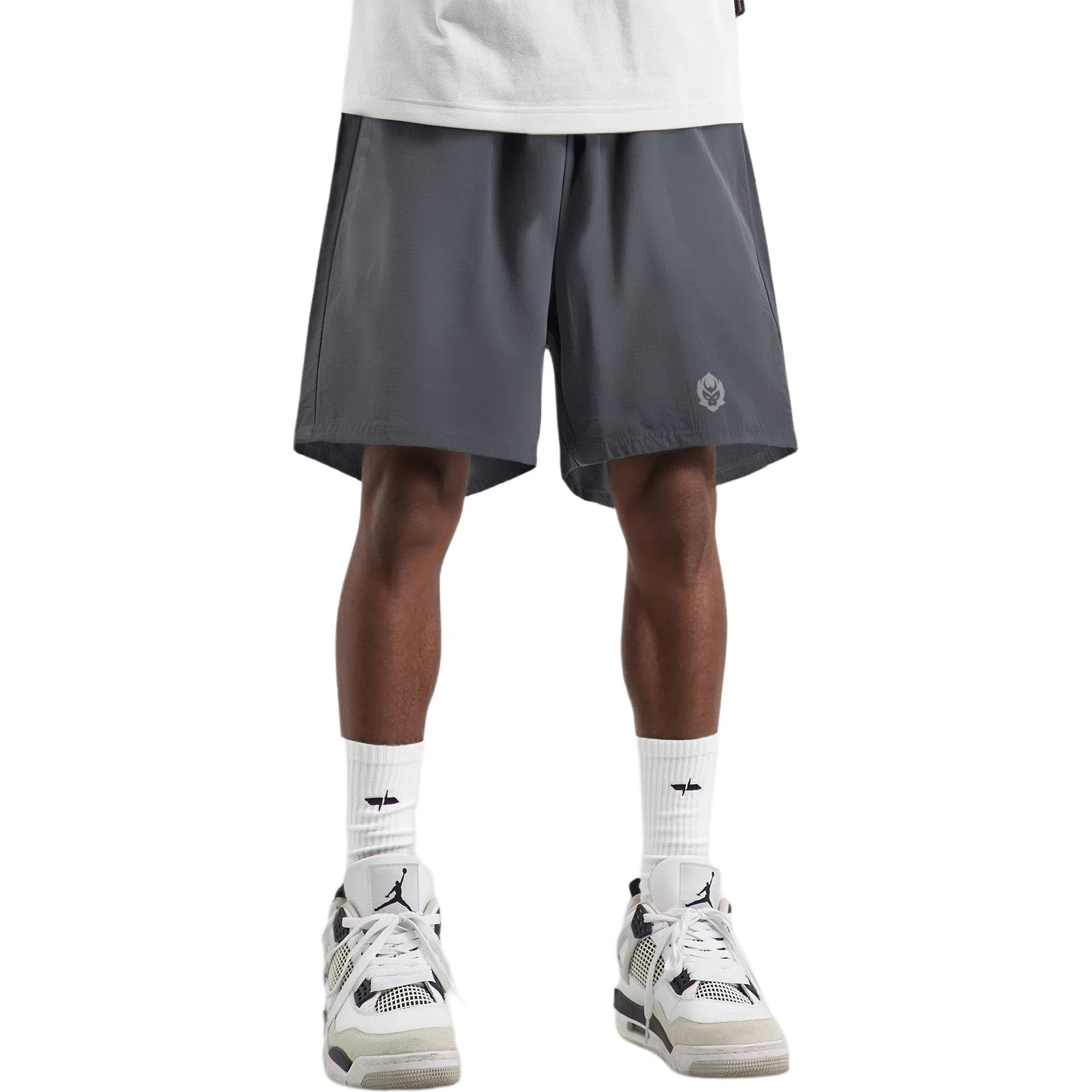 王者荣耀 孙悟空地狱火款 美式复古五分冰感纯色校园学院风健身篮球裤运动宽松系带直筒设计直筒松弛感慵懒风休闲短裤 男女同款