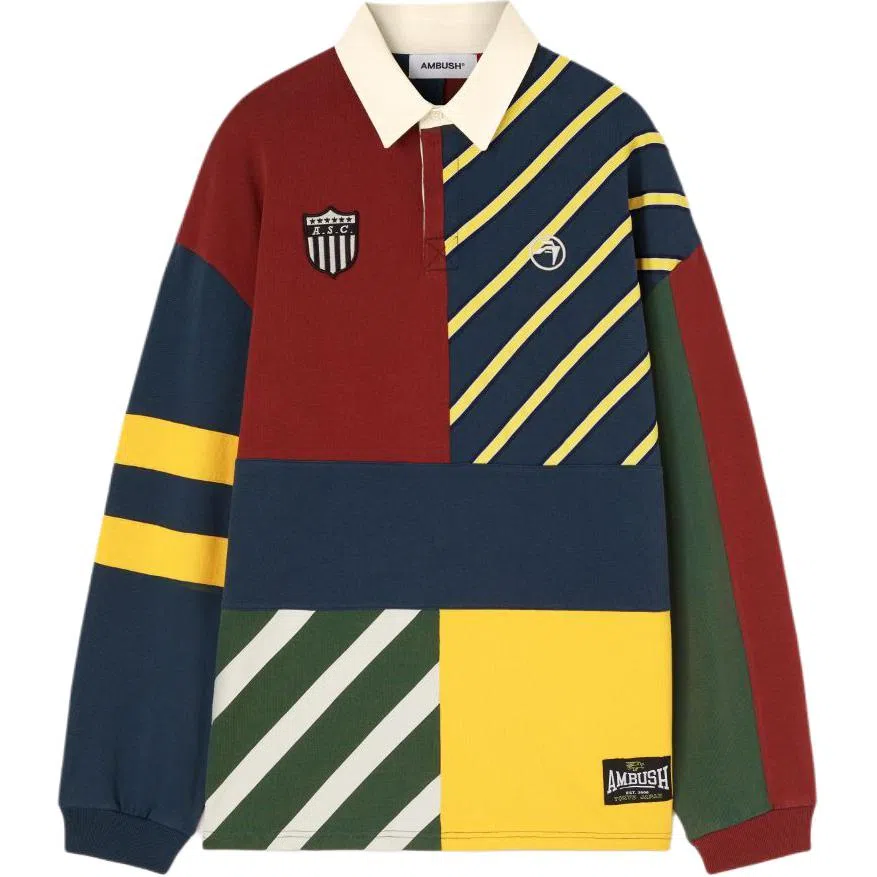 AMBUSH Striped Patchwork Rugby Shirt
