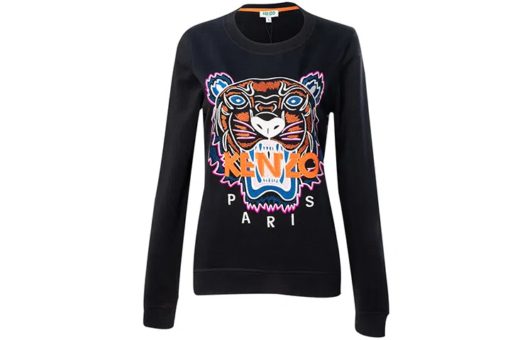 KENZO Tiger Embroidered Crewneck Sweatshirt Black