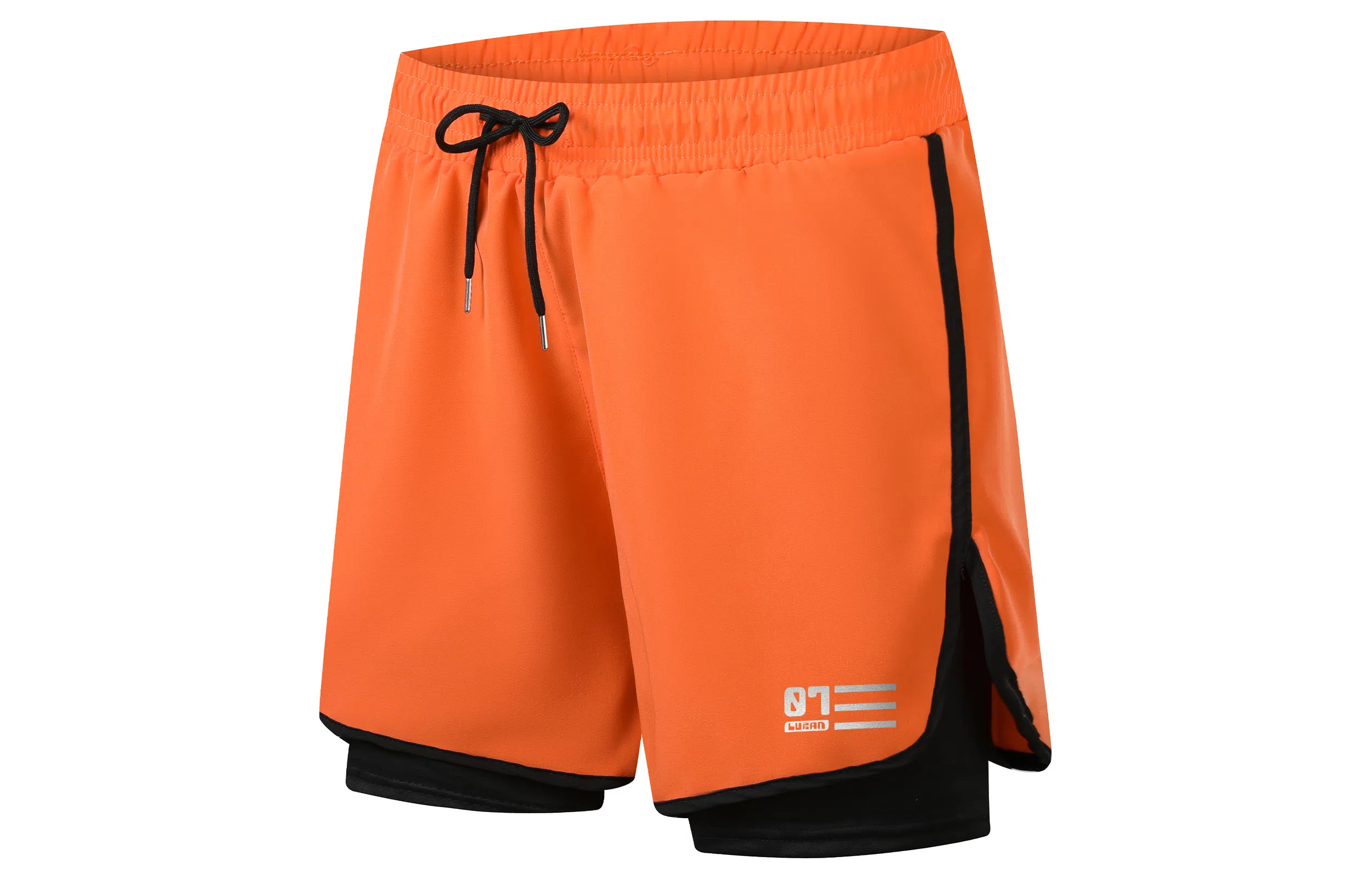 王者荣耀 鲁班七号款 美式基础款反光印花简约篮球跑步训练透气假两件紧身运动休闲短裤 男女同款