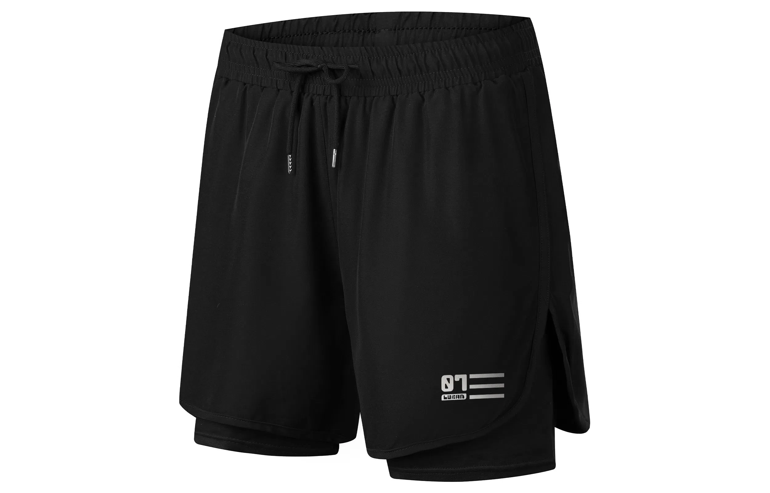 王者荣耀 鲁班七号款 美式基础款反光印花简约篮球跑步训练透气假两件紧身运动休闲短裤 男女同款