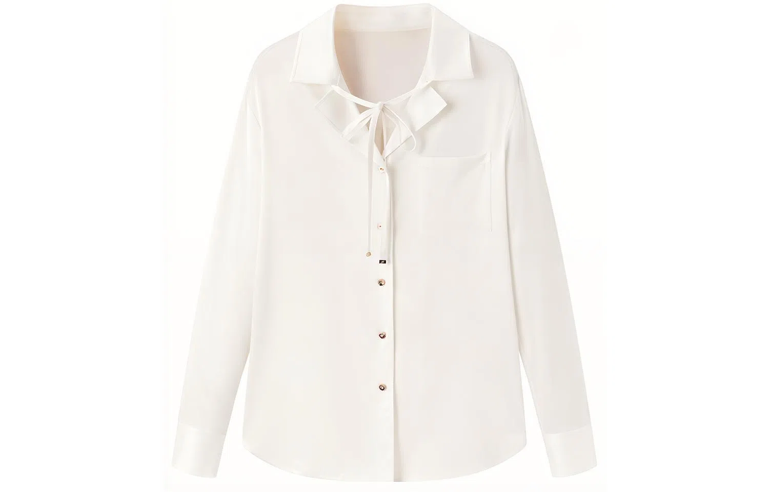 太平鸟 通勤真丝系带衬衫 女款 白色