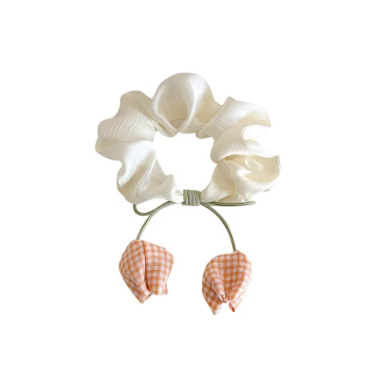 丹琴 甜美少女郁金香发绳女森系玫瑰花苞大肠头绳马尾扎头发发饰 布艺 发圈 女款