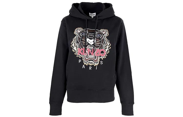 KENZO Tiger Embroidered Hoodie Black