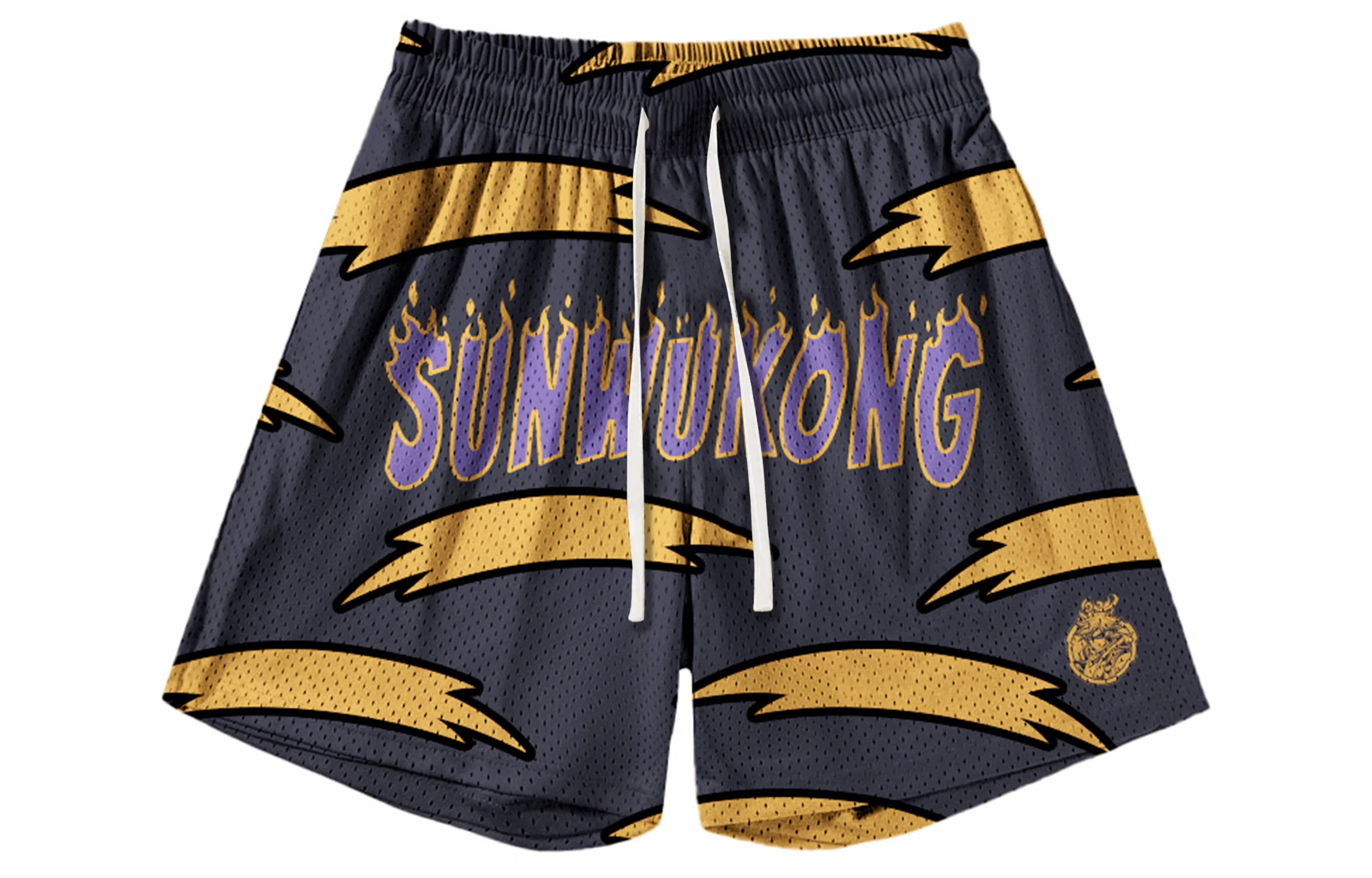 王者荣耀 孙悟空全息碎影款 趣味卡通创意印花拼接撞色运动篮球家居服系带宽松直筒松弛感慵懒风五分休闲短裤 男女同款