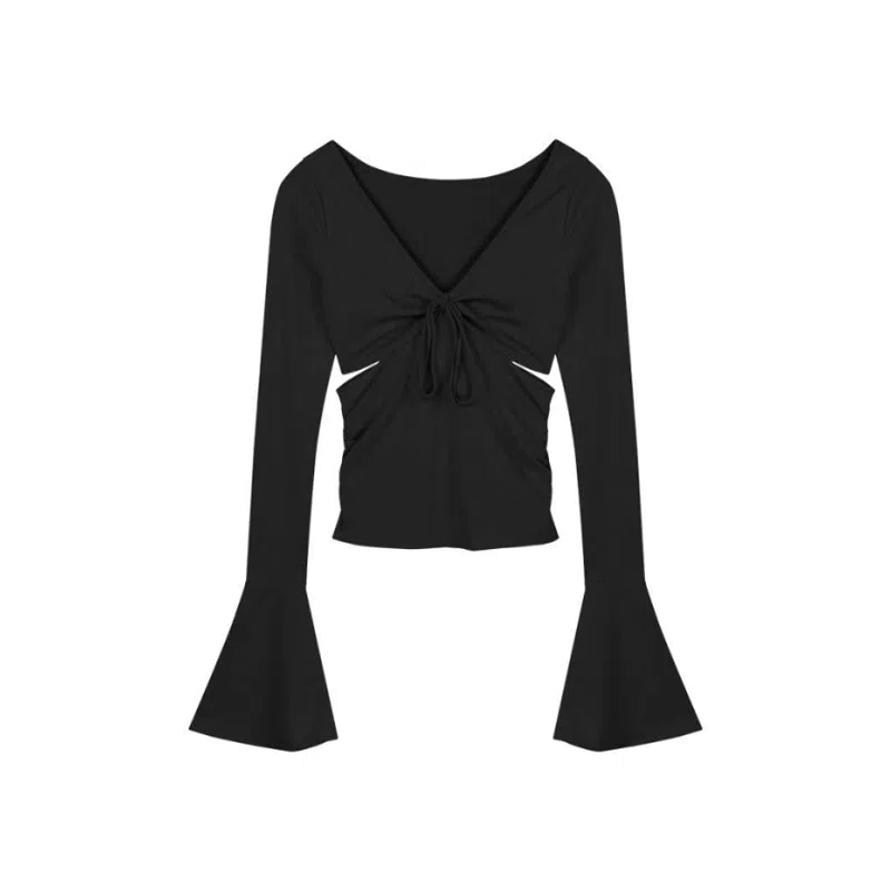 JUFU V-Neck Long Sleeve Tee