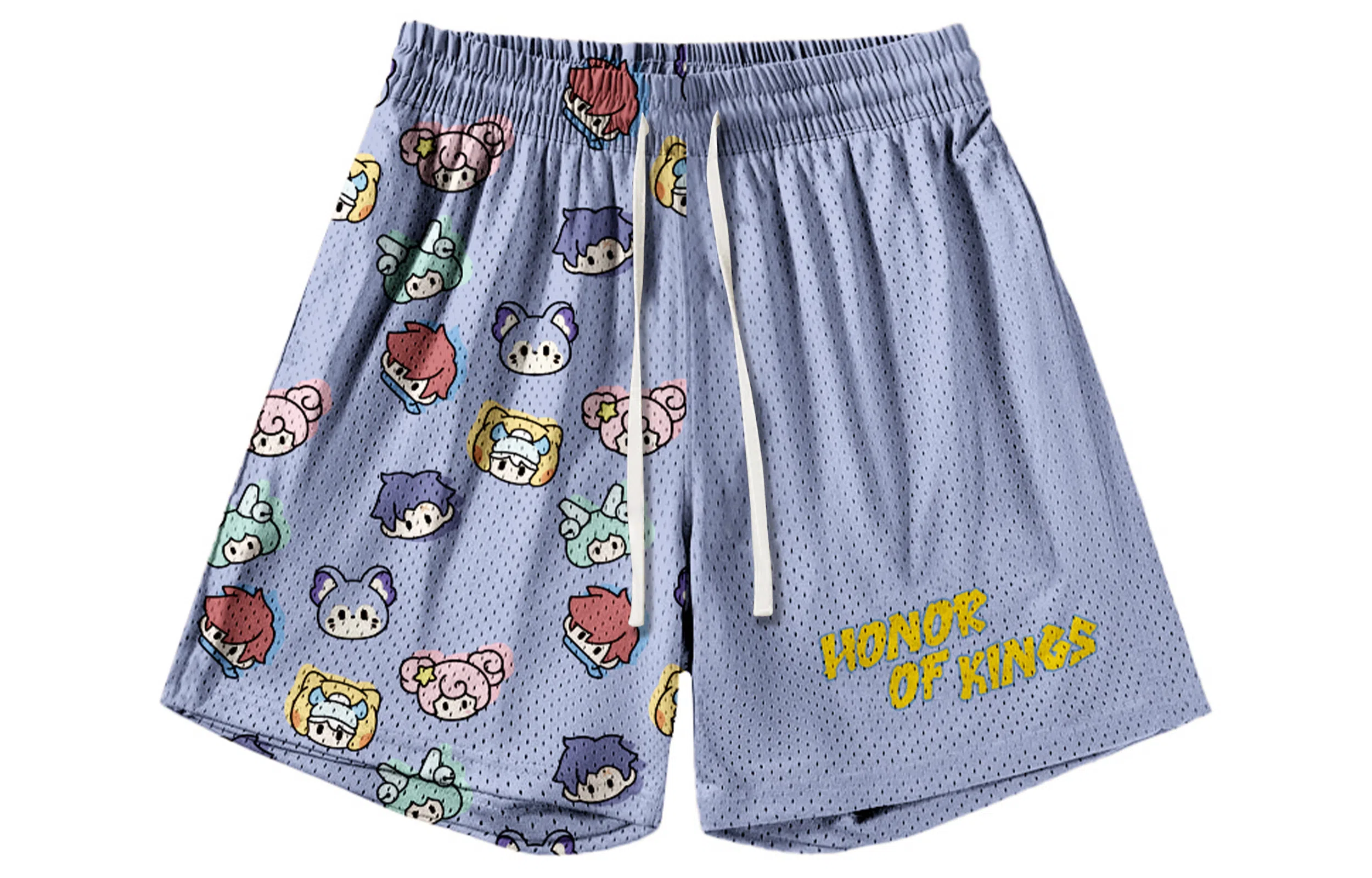 王者荣耀 英雄系列趣味创意卡通印花拼接撞色运动篮球家居服系带宽松直筒松弛感慵懒风五分休闲短裤 男女同款