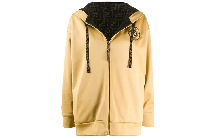Fendi Reversible Zip Hoodie Yellow