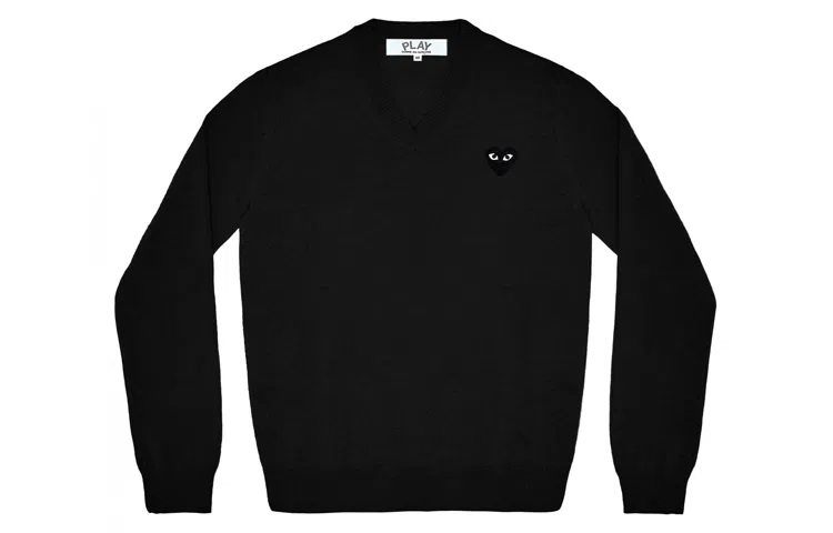 CDG Play V-Neck Cashmere Sweater Black