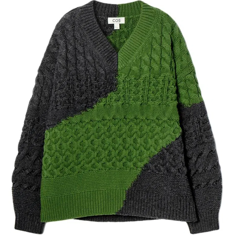 COS Pullover Sweater Charcoal/Green